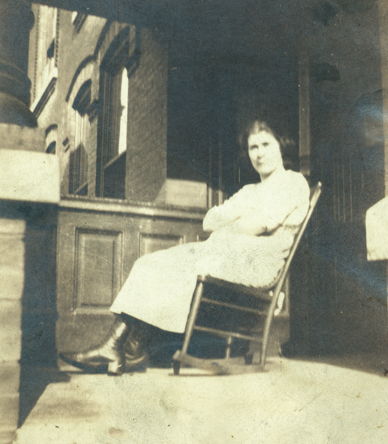 Helen on her front porch